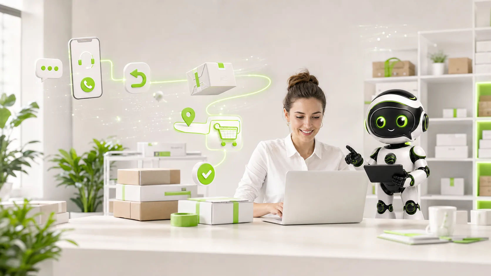 Wortfluss-Roboter unterstützt ein E-Commerce-Team bei Versandstatus und Retouren